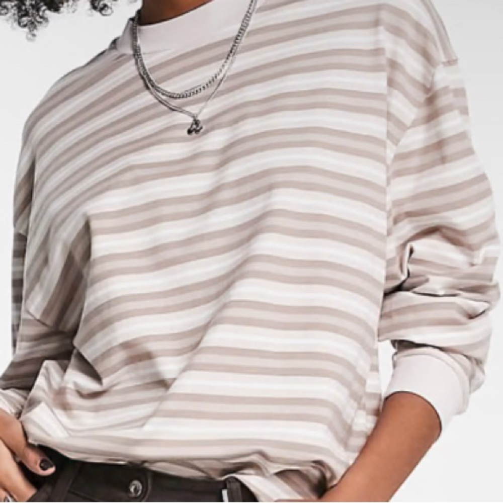Topshop Neutral Stripe, Long Sleeve Tee